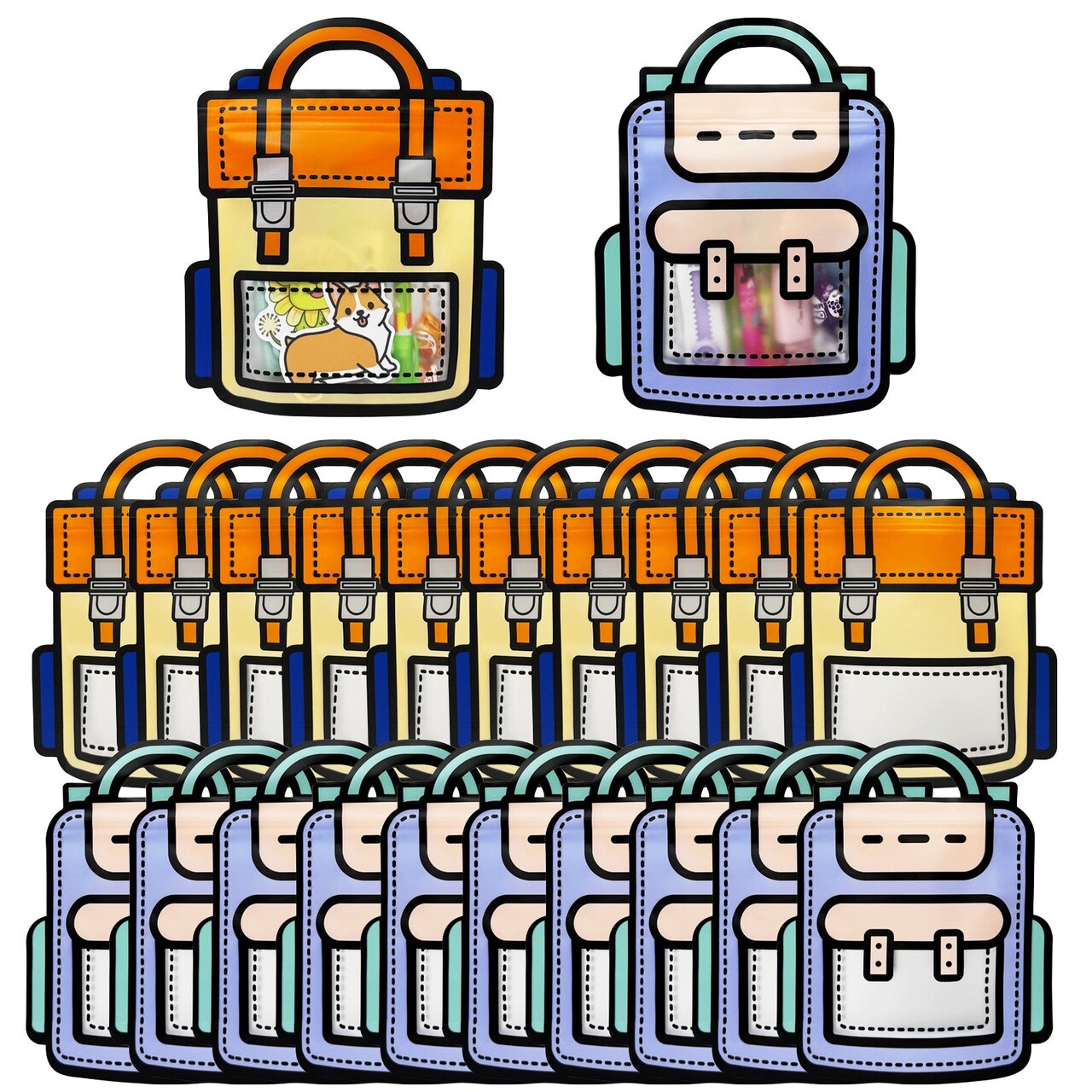 Wrapables Reusable Backpack Sealable Goodie Bags, Party Favor Bags (Set of 20)